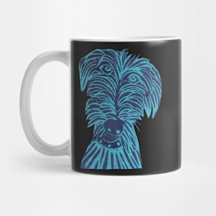 Dog,Scruffy Mutt, Blue Mug